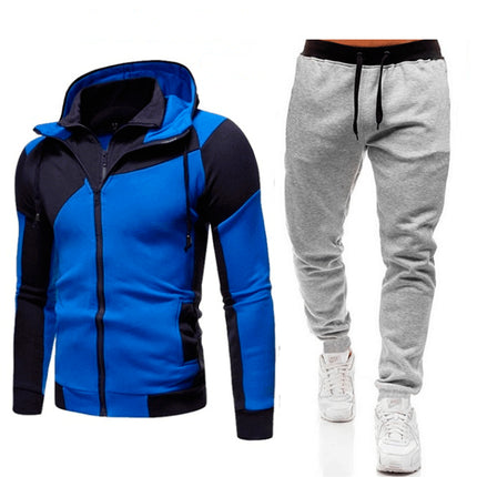 Conjunto de jogger con capucha y cremallera doble para hombre