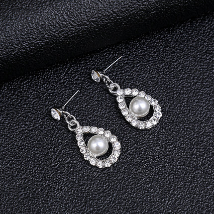 Conjunto de pendientes de collar de perlas Joyería nupcial de la boda de la flor de la aleación de la moda
