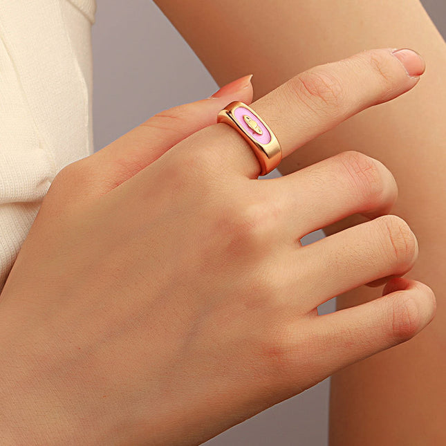 Oil Drop Ring Geometric Satellite Ring Fashionable Cute Fun Jewelry
