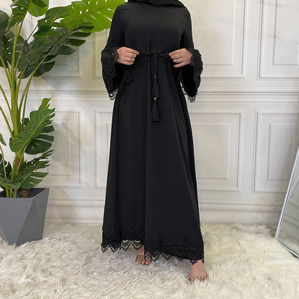 Naher Osten Muslim Fashion Damen Kleid mit Spitzennähten