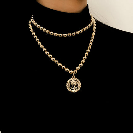 Einfache Nachahmungsperlen Set Halsband Kugel Perlenkette Portrait Halskette
