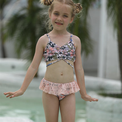 Zweiteiliger Bikini für Mädchen, dreiteiliger Kinder-Badeanzug