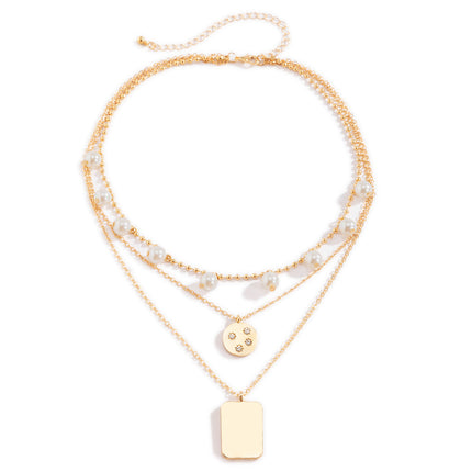 Großhandelsmetallquadrat-Schlüsselbein-Perlen-Ketten-Halskette