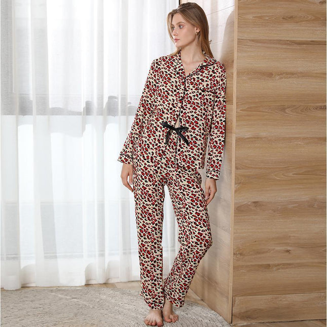 Conjunto de pijamas para el hogar con pantalones de manga larga para otoño e invierno para mujer