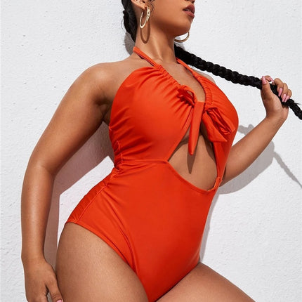 Damen-Bikini mit Rüschen und übergroßem Neckholder-Badeanzug