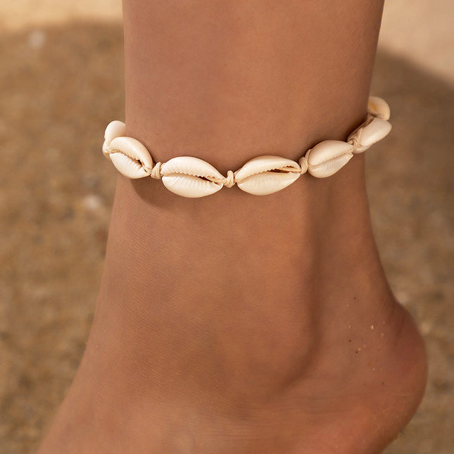 Wholesale Shell Beaded Geometric Irregular Single Layer Anklet