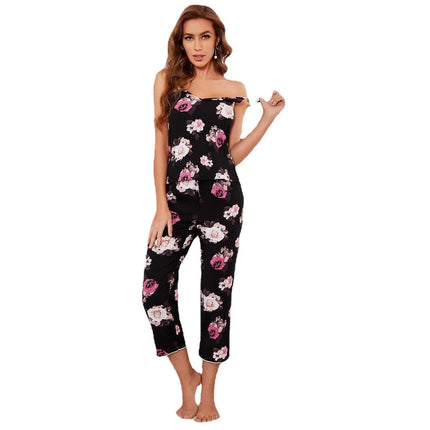 Women's Pajamas Two-Piece Suspenders Tank Trousers