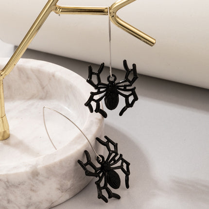 Pendientes divertidos de animales de terror de araña negra de Halloween