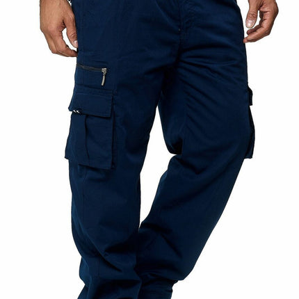 Pantalones de entrenamiento rectos sueltos con varios bolsillos para hombre