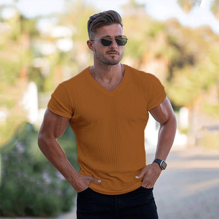 Wholesale Men's Summer V Neck Sports Breathable Wicking Short Sleeve T-Shirt