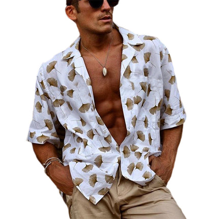 Sommer Plus Size Herren Kurzarmhemd Mode bedrucktes Hemd