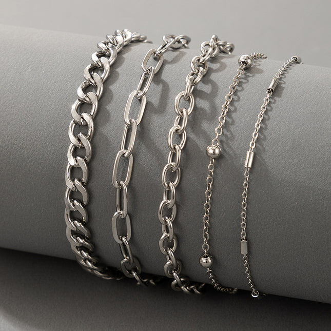 Runde Perle Einfaches mehrschichtiges Armband Geometrisches Spleißen von fünf Schichten Armband