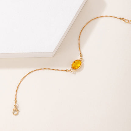 Gem-Embellished Oval Single Row Anklet