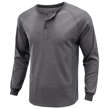 Men's Casual Long Sleeve T-Shirt Waffle Top