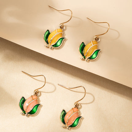 Set of two Floral Colorful Oil Drop Geometric Irregular Earrings