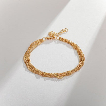 Wholesale Ladies Small Round Bead Multilayer Alloy Anklet