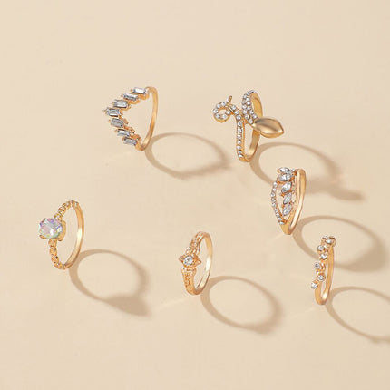 Geometric Simple Snake Rhinestone Set Ring Jewelry