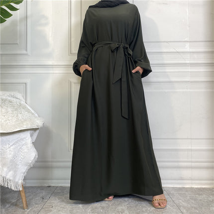 Großhandelsdamen-elastische Bündchen-Normallack-Kleid mit Taschen