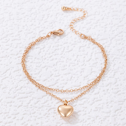 Heart Pendant Geometric Heart Double Anklet