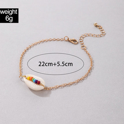 Shell-Colored Rice Beads Beaded Single Layer Anklet