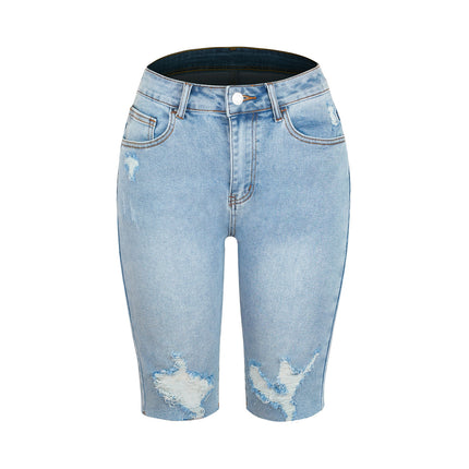 Cropped-Jeans mit hohem Stretch und mittlerer Taille für Damen
