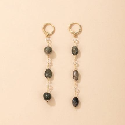 Women‘s Long Chain Faux Stone Earrings