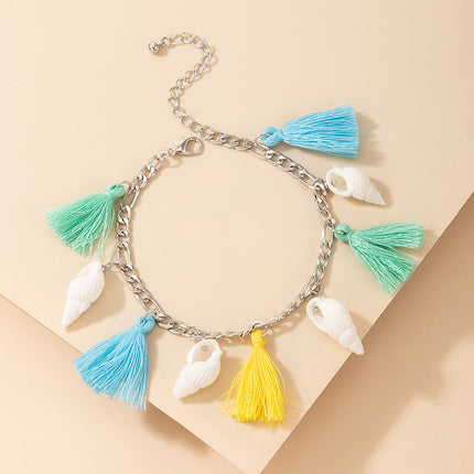 Color Tassel Shell Beach Wind Single Layer Simple Anklet