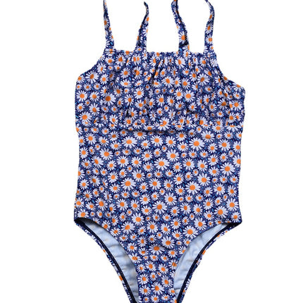 Rückenfreier Badeanzug für Mädchen, florales Camisole-Badebekleidung