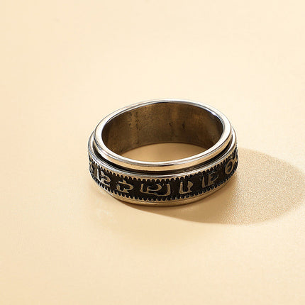 Wholesale Fashion Transfer Metal Mantra Spinner Ring For Men & Men
