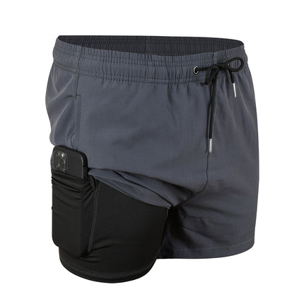 Herren-Doppelschicht-Badehose Sport-Strand-Shorts