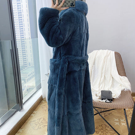 Abrigo de piel sintética de longitud media de talla grande para mujer de invierno