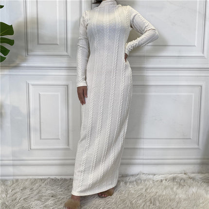 Wholesale Arabian Solid Color Knitted Sweater Base Dress