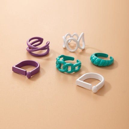 Mehrfarbiger Sprühlack unregelmäßiger Ring Set Farbpersönlichkeit geometrischer Kombinationsring