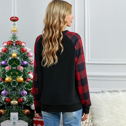 Round Neck Pullover Christmas Loose Long Sleeve Hoodie