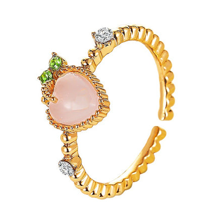 Großhandelsart- und weisesüßer rosafarbener Pfirsich-Ring-Herz-Opal-geöffneter Ring