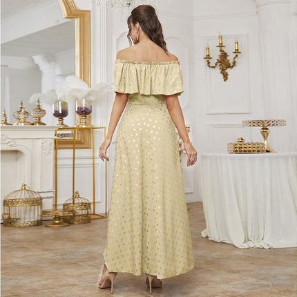 Wholesale Women's Summer Fashion Elegant Neck Solid Color Dress