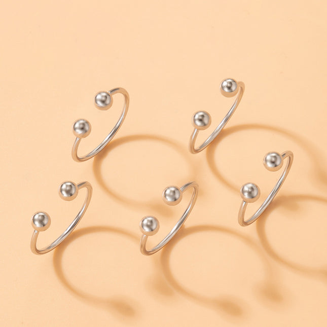 Venta al por mayor de cuentas de moda anillo dividido geométrico ajustable cinco piezas