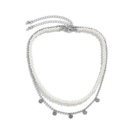 Großhandelsreis-Perlen-Halsketten-gesetzte Korn-Ketten-Pailletten-Halskette