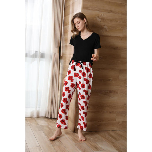 Conjunto de pijama con pantalones de manga corta para mujer Homewear
