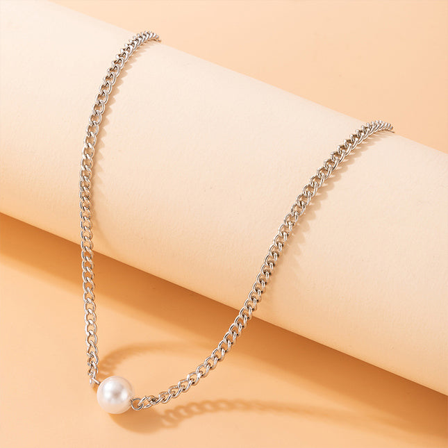 Simple Metal  Pearl Single Necklace