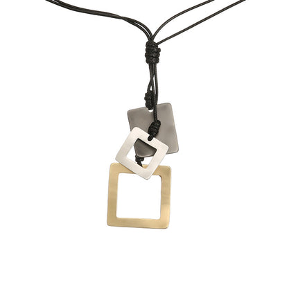 Wholesale Women's Fashion Simple Multilayer Geometric Metal Necklace
