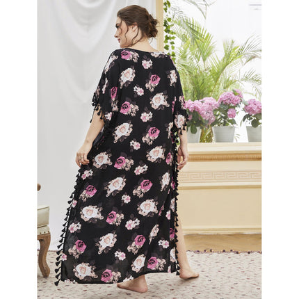 Camisón largo de manga corta estampado suelto de pijamas de talla grande para mujer musulmana al por mayor