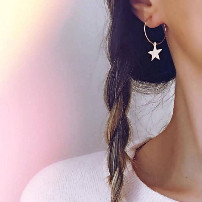 Großhandel Mode Pentagram Disc geometrische unregelmäßige Ohrringe