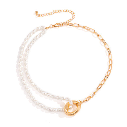 Rice Grain Pearl Clavicle Necklace Buckle Chain Necklace