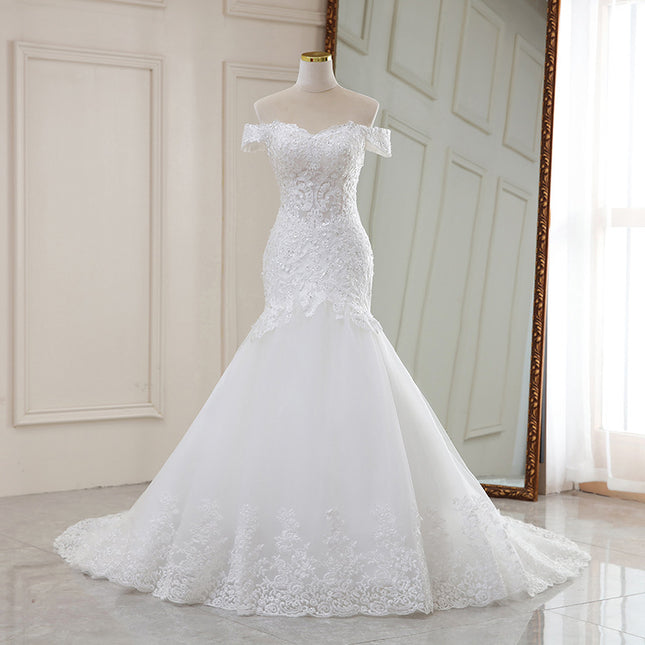 Wholesale Bridal Tail Slim One Shoulder Wedding Dress