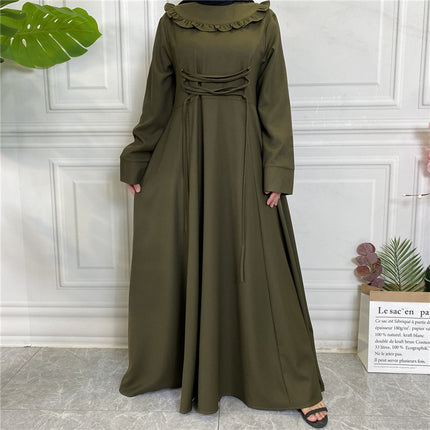 Vestido de manga larga con dobladillo grande de crepé musulmán de Oriente Medio