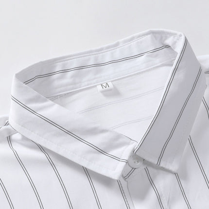 Wholesale Men's Summer Casual Slim White Lapel Striped Shirt