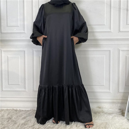 Getäfeltes muslimisches Zaumzeug für Damen, einfarbiges Kleid
