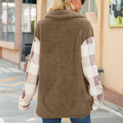 Wholesale Women's Long Sleeve Double Fleece Flannel Long Coat