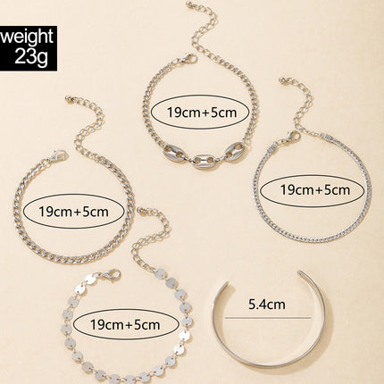 Kette Geometric Disc Temperament Fashion 5-teiliges Armband-Set